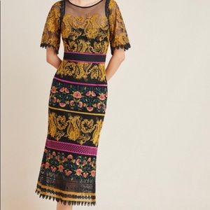 Jacquin Embroidered Midi Dress EUC